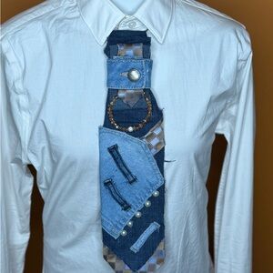 Chic Denim and Leather Women's Junk Tie